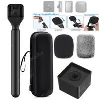 Mango de micrófono para DJI Rode, soporte de micrófono inalámbrico GO para entrevista con caja de espuma para parabrisas, adaptador de mano para micrófono Lavalier para TikTok