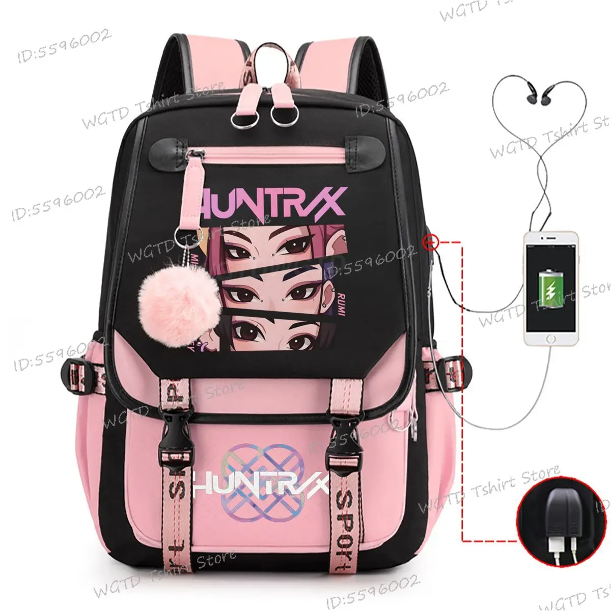 USB Charging Youth School Backpacks KPop Demon Hunters Daily Bagpack Large Capacity Fashion Schoolbag Girl Book Storage Bag