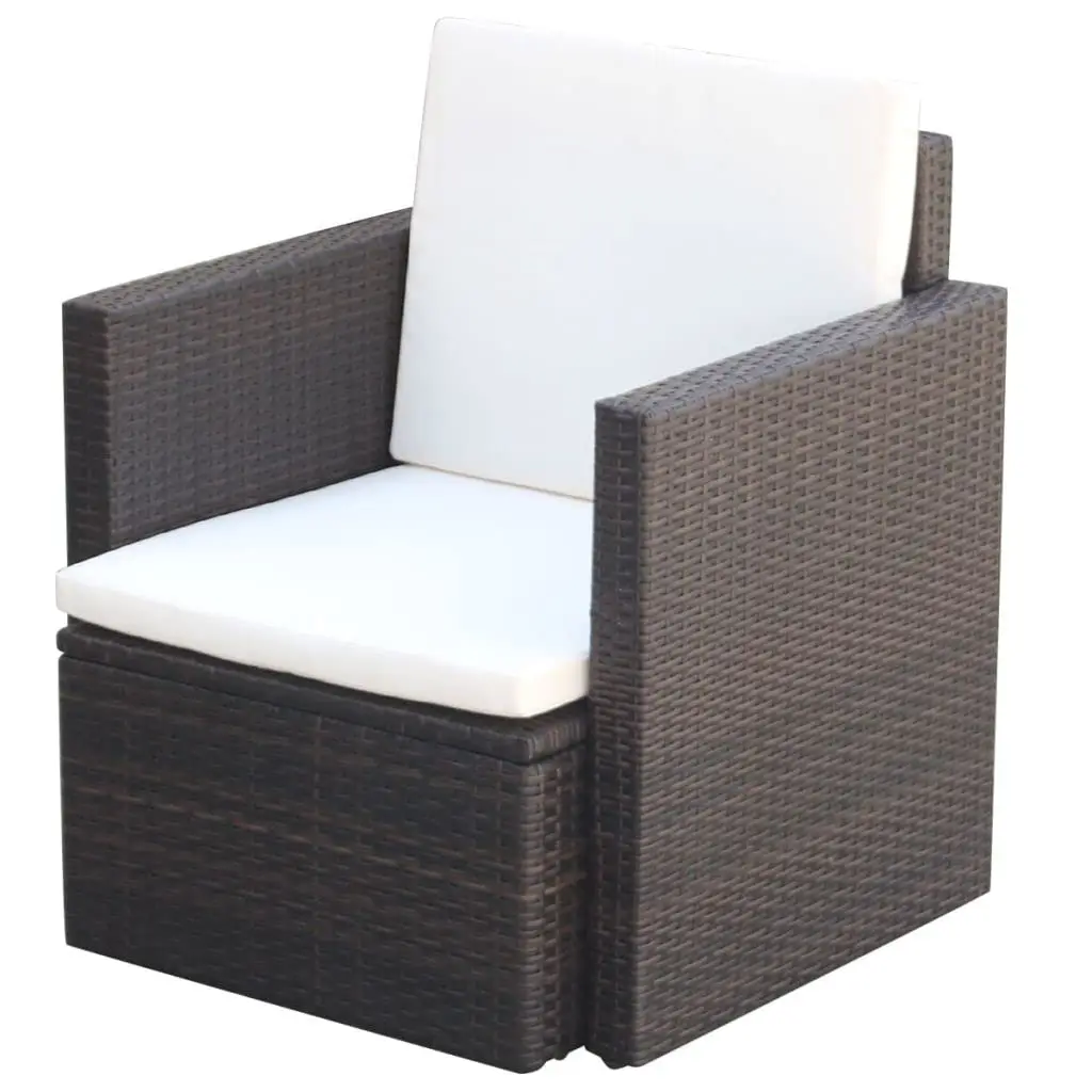 

Brown PE Rattan Patio Chairs Set with Cushions & Pillows for Outdoor Balcony Backyard Garden Small Space, Customized