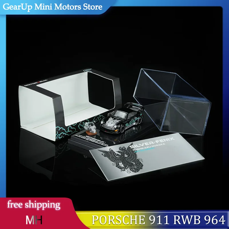 

Новая модель Motorhelix 1:64 Porsche 911 RWB 964, черная, из сплава, миниатюрная, литая под давлением, спортивный автомобиль Porsche, подарочная версия с двигателем, игрушка, подарок для детей