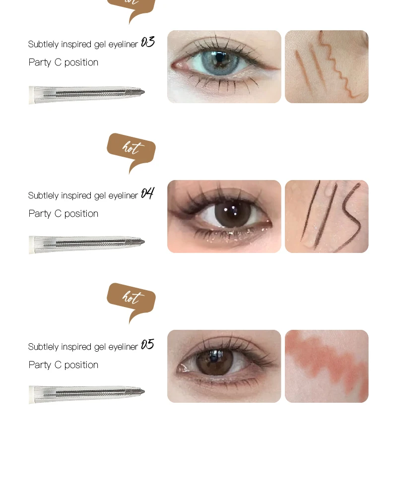 Herorange Eyeliner Gel-Stift Wasserfest Verwischungsfrei Langanhaltend 3D Augen-Make-up für Anfänger – Detail 5