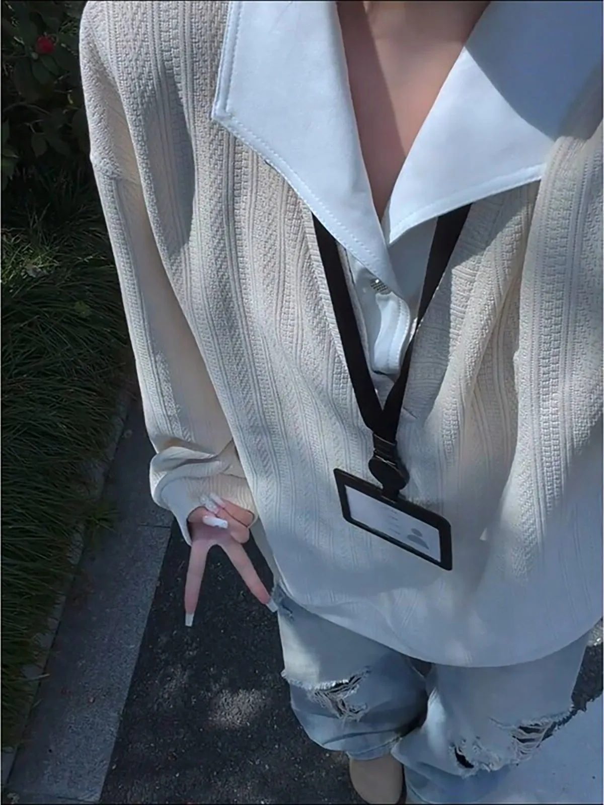 Autumnal Wheat Ear Patterned Mock Two-Piece Men's Long Sleeve Sweatshirt  Shirt Heavyweight Casual Top in Beige