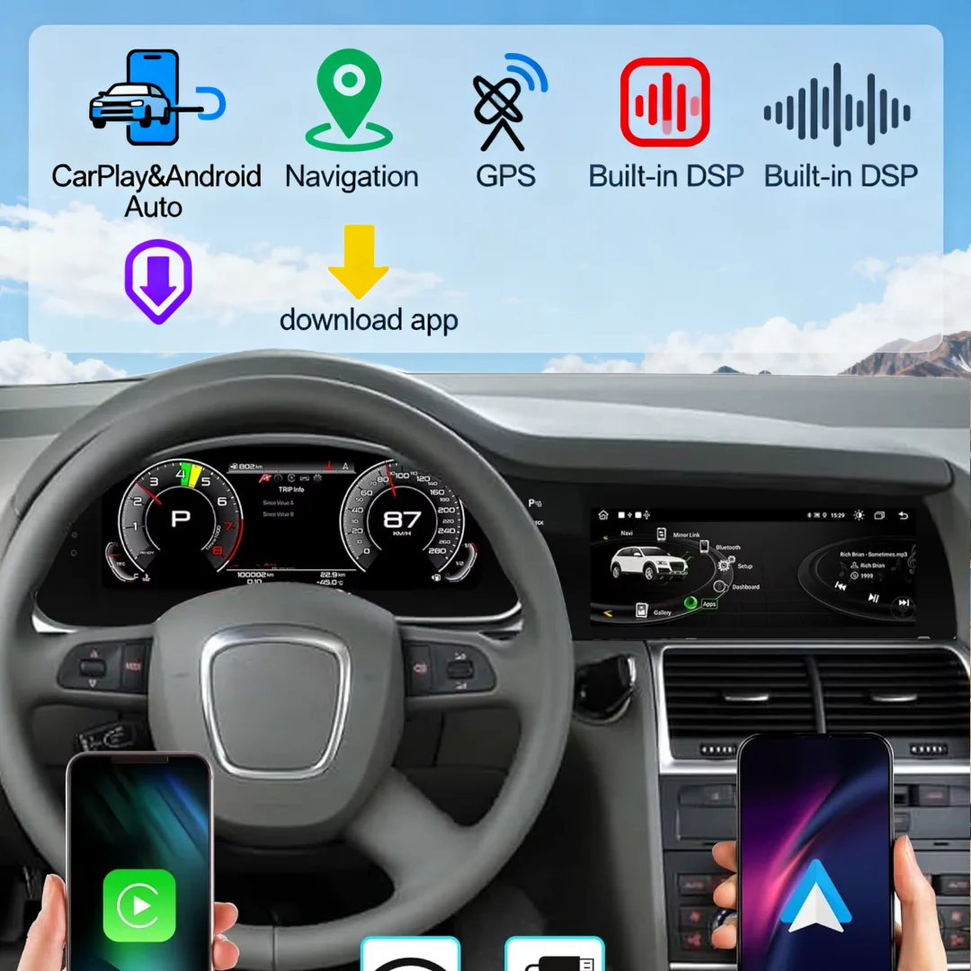 For Audi Q7 4L 2005-2015 Digital Instrument Cluster Speedometer Android radio, wireless CarPlay Android Car Radio GPS navigation
