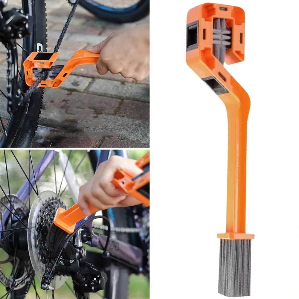 Double Head Bicycle Chain Clean Brush ABS Portable Chain Cleaning Brush Multifunction Flywheel Brush Washer for Motorcycle Bike