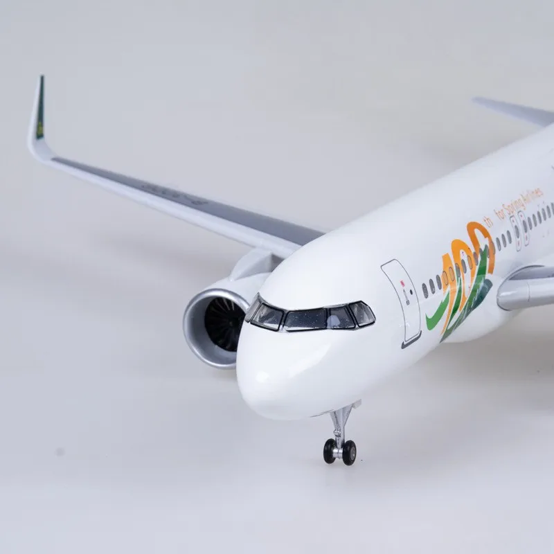 1/80 Large Scale 47cm Spring Airlines A320 Resin Diecast Airplane Model Kit with Stand＆wheel For Display Collection or Toys Gift