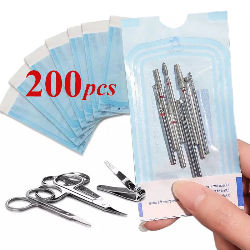 50-200pcs Nail Art Empty Sterilizing Bags Disposable Self-Sealing Dentist Sterilization Pouches Bag Manicure Nail Art Tools