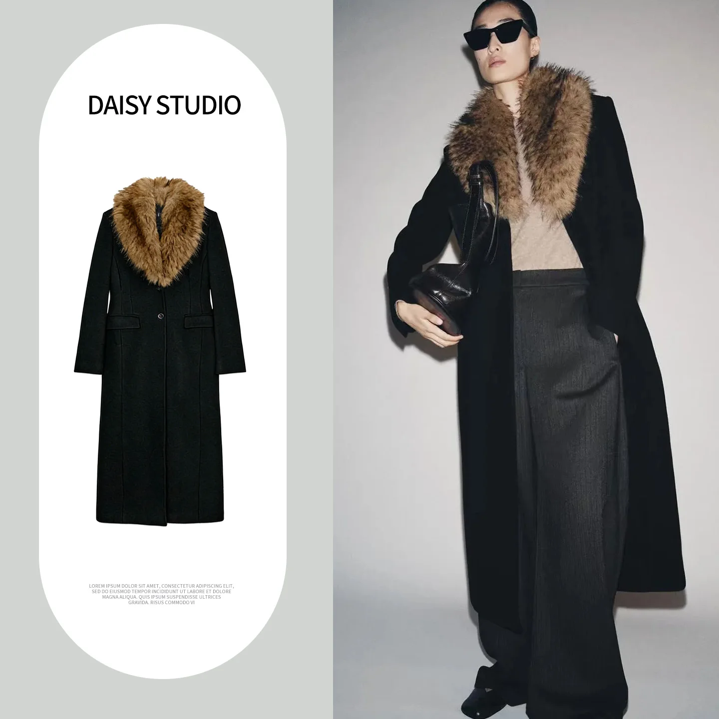 

Spring New Arrival Women's mat Sle Long Sve Faux Fur Collar Loose Coat Outerwear Ele Classy Ladies' Coat