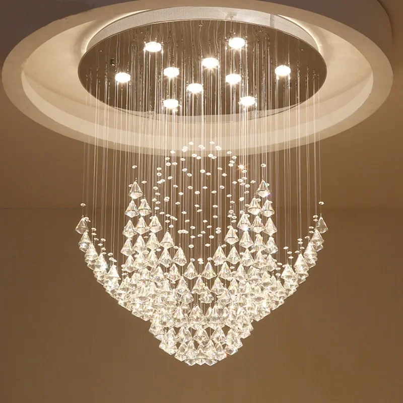 Modern Lighting Diamond Crystal LED Round Design Large Crystal Chandelier For Living Room Hotel Home Decorlighting