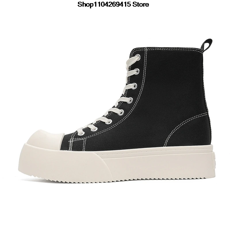 Platform High Top Canvas Shoes for Men Trend Big Head Casual Men Sneakers Comfort Breathable Classic Men board Shoes