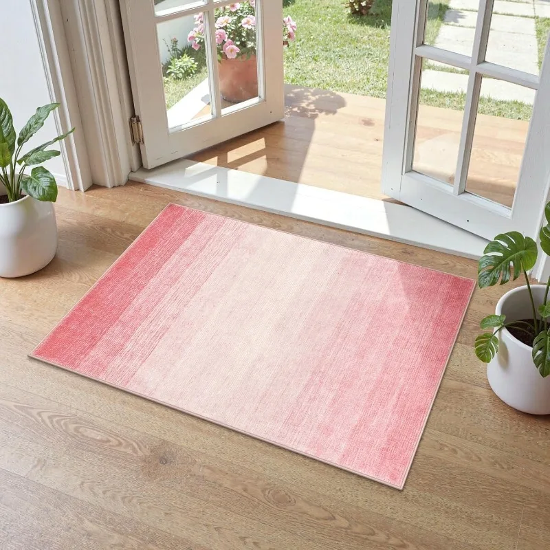 Modern Minimalist Rainbow Gradient Door Mat Colorful Entrance Welcome Rug Non-slip Water Absorbent Indoor Outdoor Decor Carpet