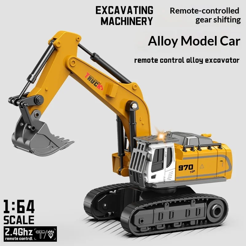 Mini Remote Control Alloy Engineering Vehicle 1 64 Scale 2.4Ghz Excavator Dump Truck Forklift Model For Desktop Collection
