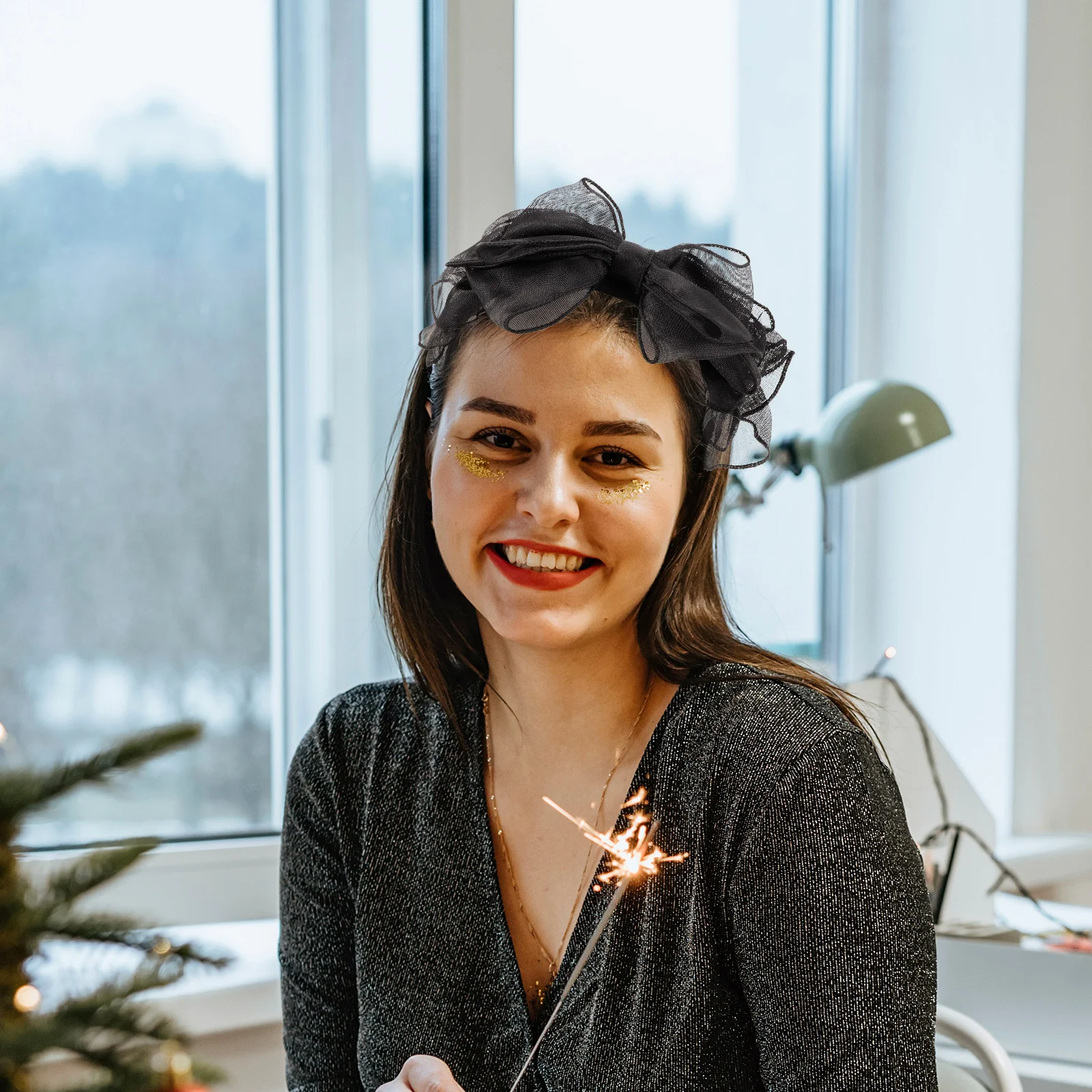 

Retro Lace Bow-Knot Headband Premium Design Wedding Party Performance Hair Hoop Decoration Bow-Knot Headdress Lace Headband