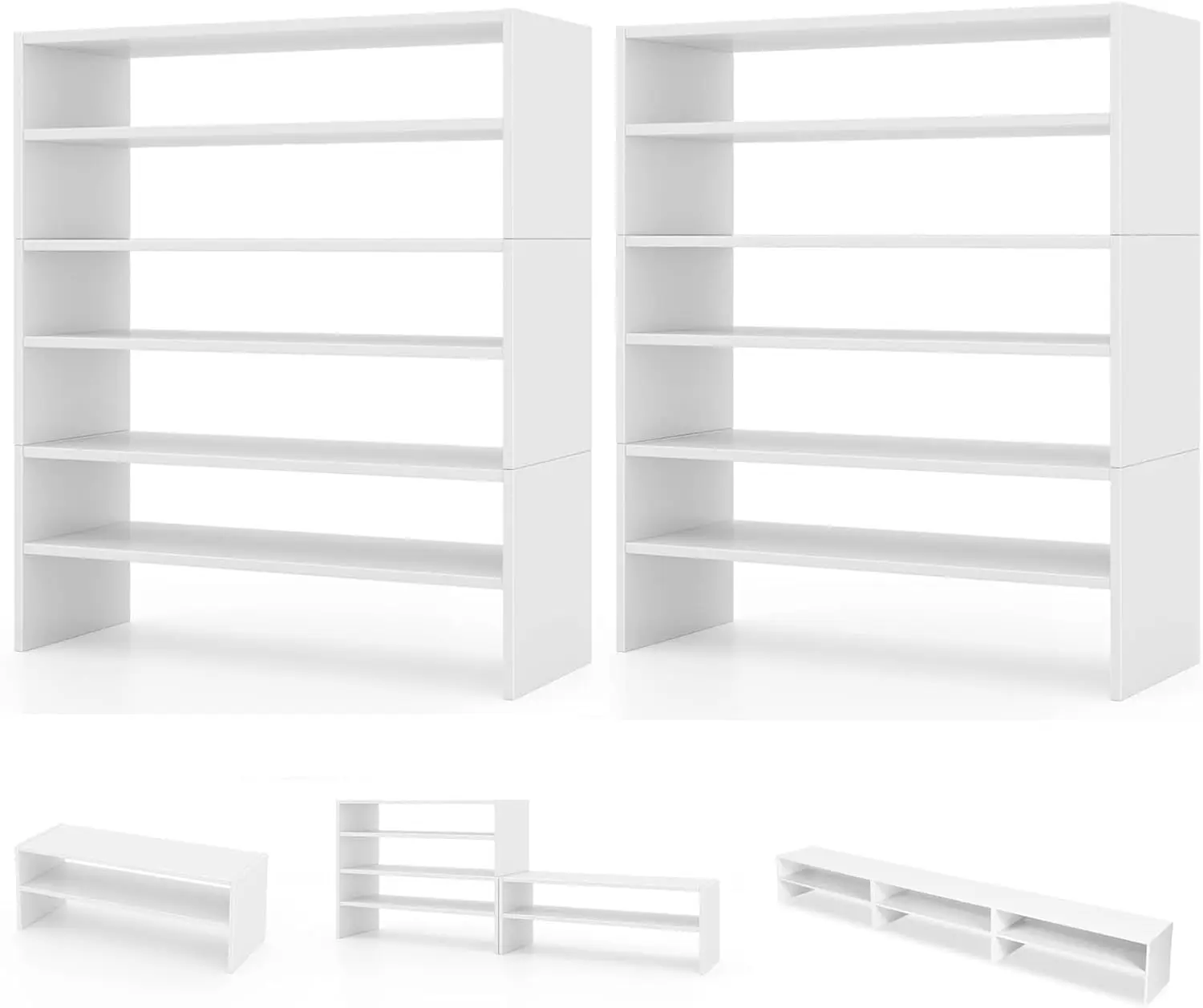 6-Tier Stackable Wooden Shoe Rack Organizer Storage Shelf, Customized