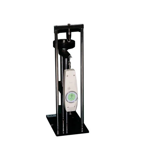 Spiral test frame with push-pull force meter to measure insertion force and work according to pressure