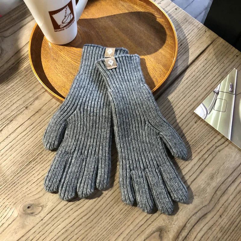 Women Winter Gloves Fashion Touch Screen Knitted Gloves Warm Riding Gloves Solid Fluffy Work Gloves  Harajuku Kawaii Mittens