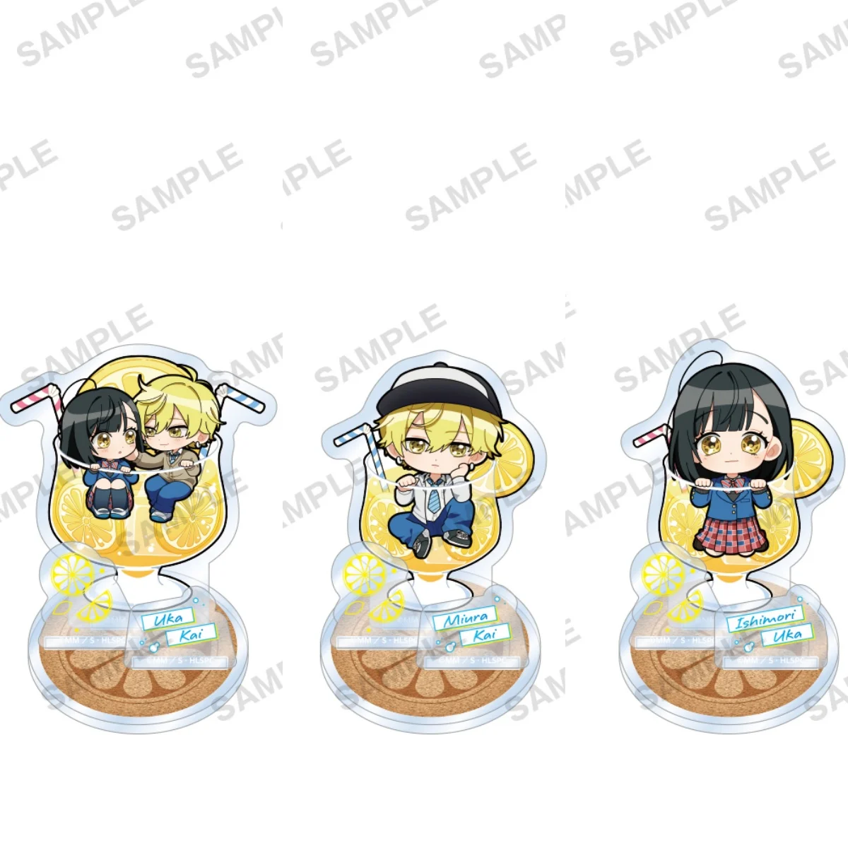Llavero de acrílico de 10 cm con personajes de anime de la taza de limón y soda, modelo de soporte, adorno, accesorios, regalos
