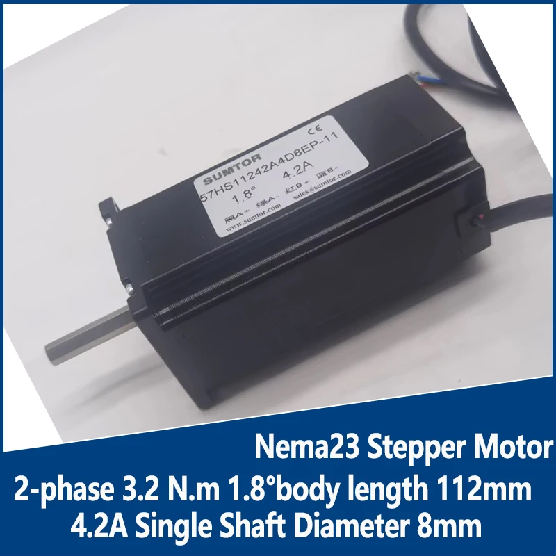 

Nema23 Stepper Motor 2-phase 3.2 N.m 1.8°body length 112mm 4.2A Single Shaft Diameter 8mm High Performance Hybrid Motor