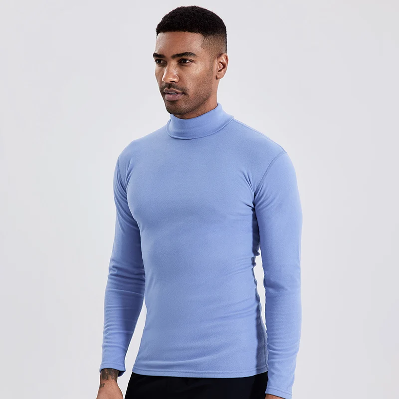 Men\'s autumn and winter plus size solid color turtleneck bottoming shirt casual Joker fashion young men long sleeve warm T.