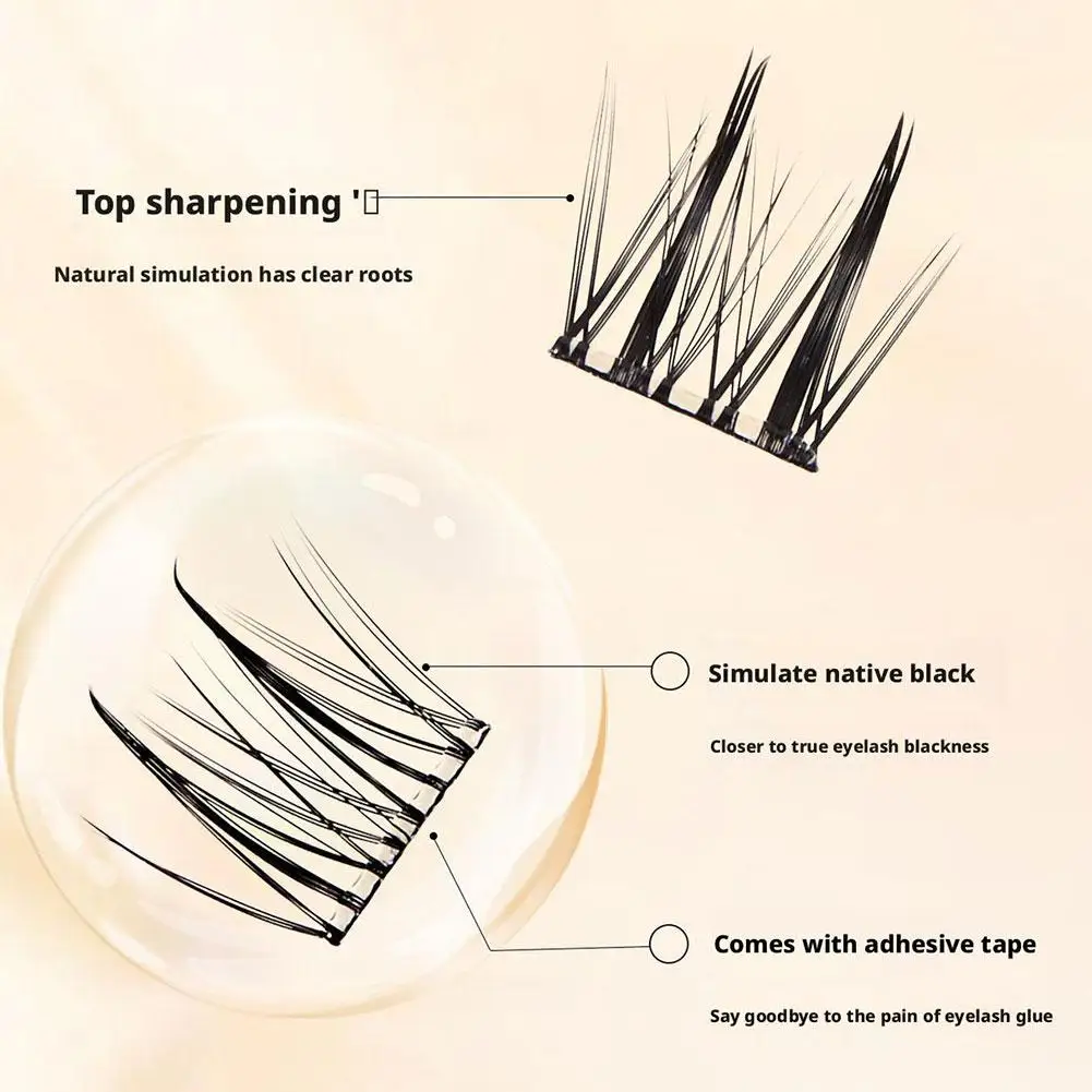 6줄 접착제 필요 없음 자가 접착식 3D 풍성한 인조 속눈썹 재사용 가능 세그먼트형 해바라기 두꺼운 속눈썹 일상용