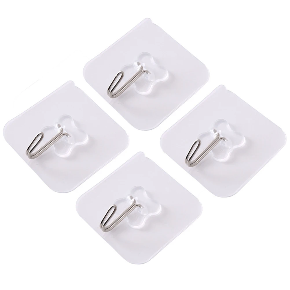 

10 Pcs Heavy Duty Wall Hooks Self Adhesive Transparent Waterproof Bathroom Kitchen Home Decor Reusable Tile Hooks