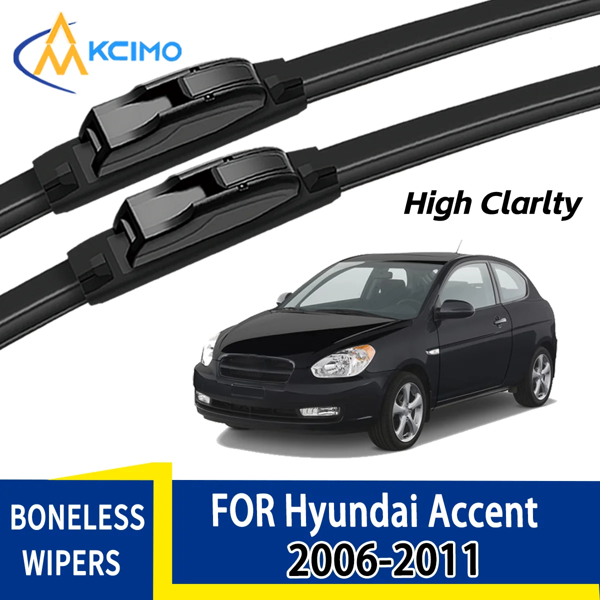 

For Hyundai Accent MC 2006–2011 Automobiles Durable Quiet Front Windscreen Wiper Blades Auto Window Replacement Accessories