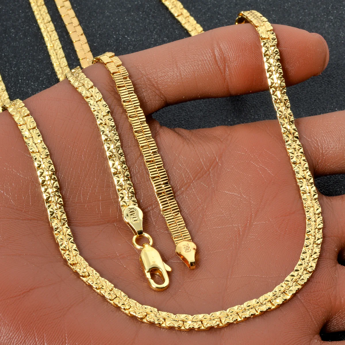 Hip Hop Jewelry 18k Gold Color Cuban Link Chain Necklace For Men Collar High Quality Metal Texture Women Fashion Charm Jewelry
