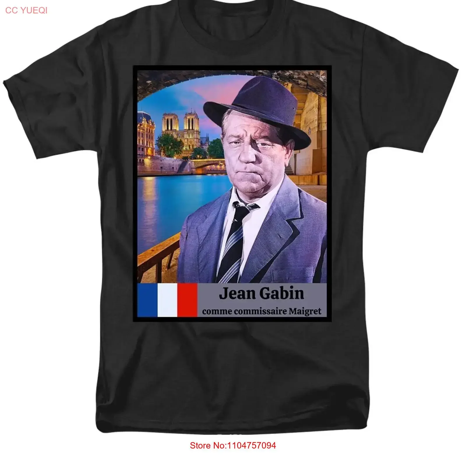 Camiseta Premium FAN com estampa do lendário ator francês Jean Gabin, Comissário Maigret, tamanhos S a 4XL, vintage, lavada, estilosa, unissex, com ligeira estampa gráfica.