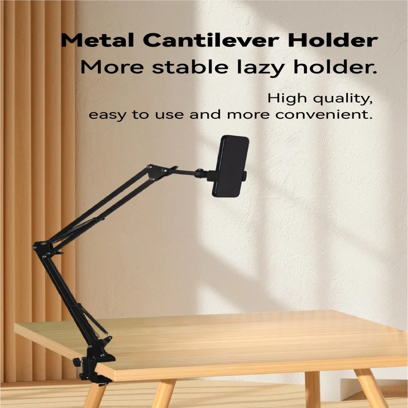 RP03 Lazy cell phone holder metal cantilever universal collapsible tablet pad bracket live streaming watching TV Phone Clamp