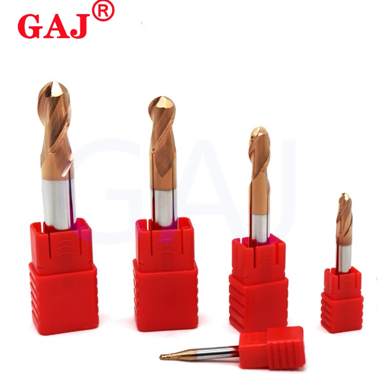 HRC55 2 flauta punta de bola fresa de carburo de tungsteno CNC herramientas de fresado R0.5 R1 R2 R3 R4 R6 8 10 R12 Metal