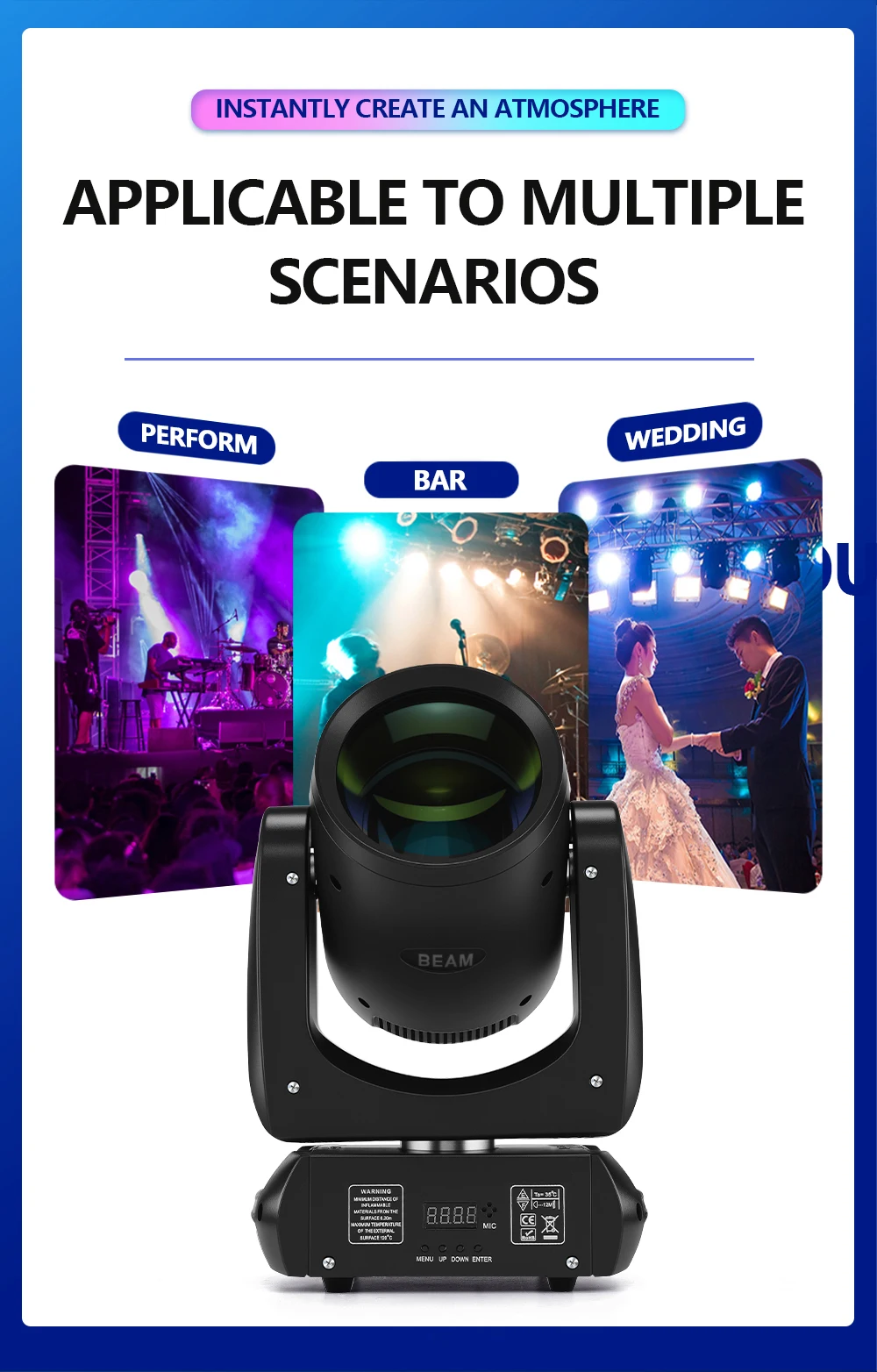 1/2/4/6 200W LED Beam Moving Head Light, 18 Prismen, 46000 LUX, DMX512, Tonaktiviert, Auto-Run, Master-Slave, Bühnenbeleuchtung, Disco, DJ – Detail 2