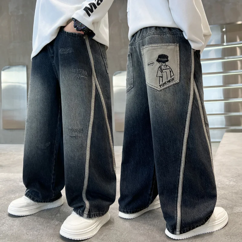 سراويل الأولاد في الربيع والخريف، في منتصف العمر ومتوسطي العمر، جينز للأولاد، وسيم ومتعدد الاستخدامات، سراويل للأولاد، كاجوال