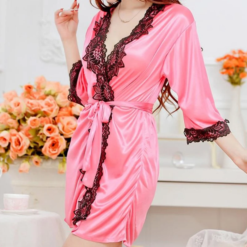 Women\'s Nightgown Lace Satin With Silk Pajama Fashion Comfortable Nightwear Sleepwear Robe Sexy Pants Home Clothes