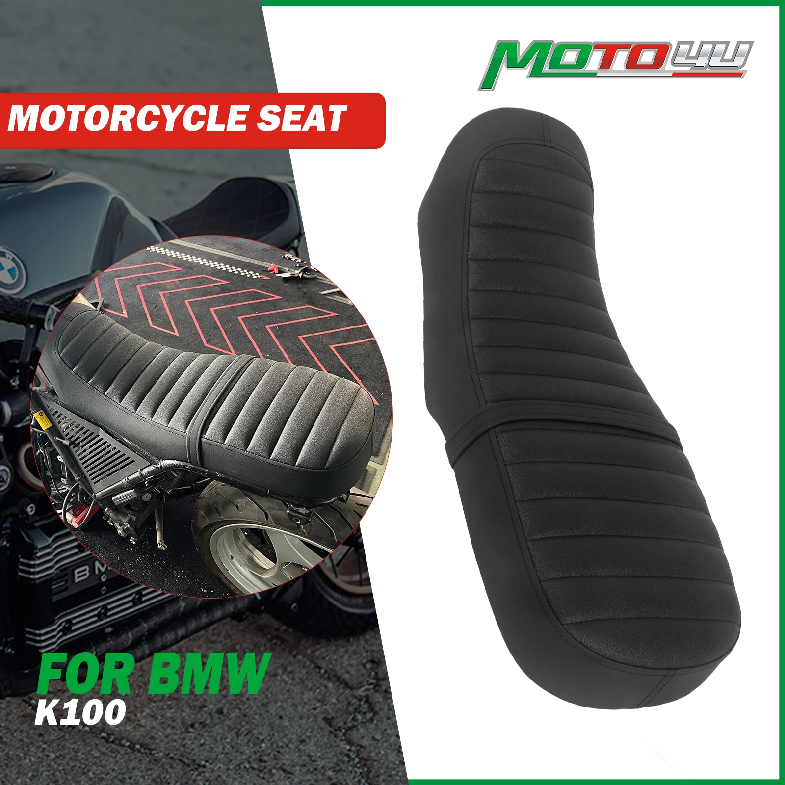 67CM One-Piece Seat Cushion Cafe Racer Motorcycle Seat Pad Matt Black Saddle For BMW K100 K 100