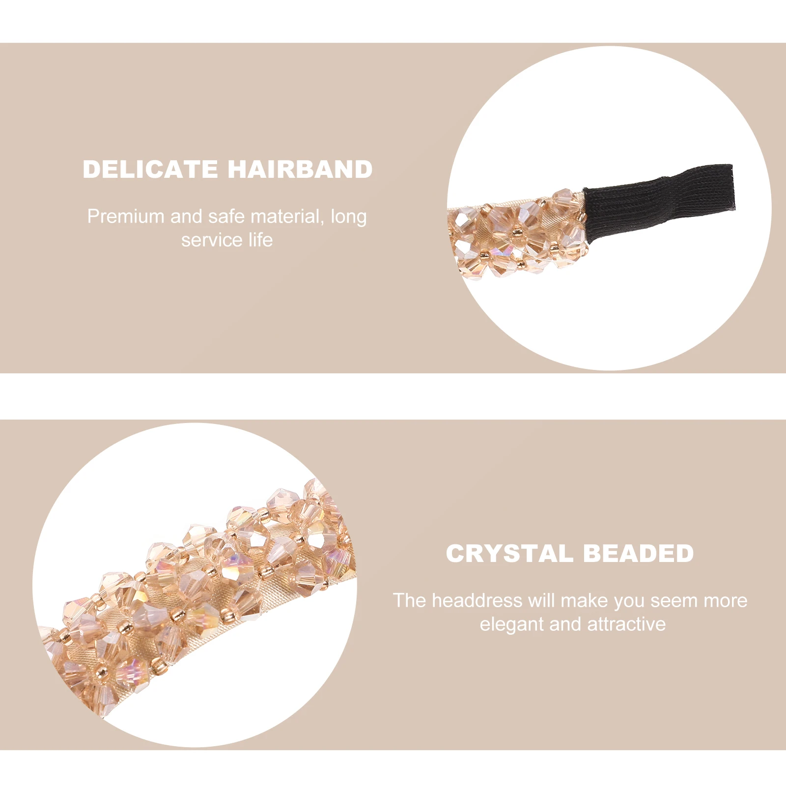 Beaded Headband Vintage Elegant Headdress For Women Party Banquet Headbands Hair Decor Accessory