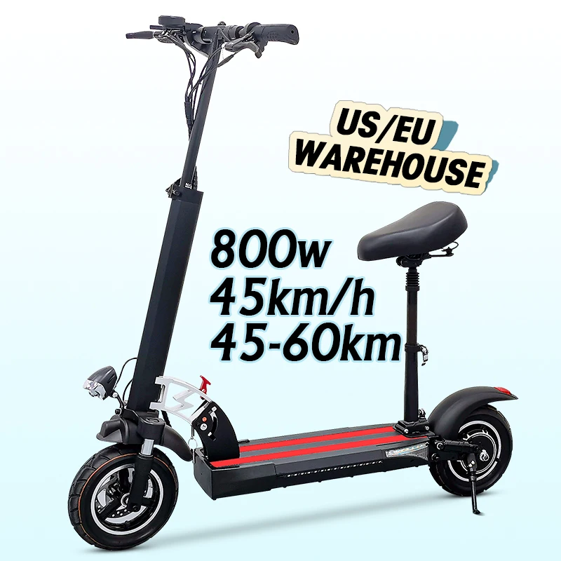 

STLF WJW CJM 800W Acceleration Motor Foldable Electric Scooter with Seat /10-inch Tire / Double Disic Brake EU/US Warehouse