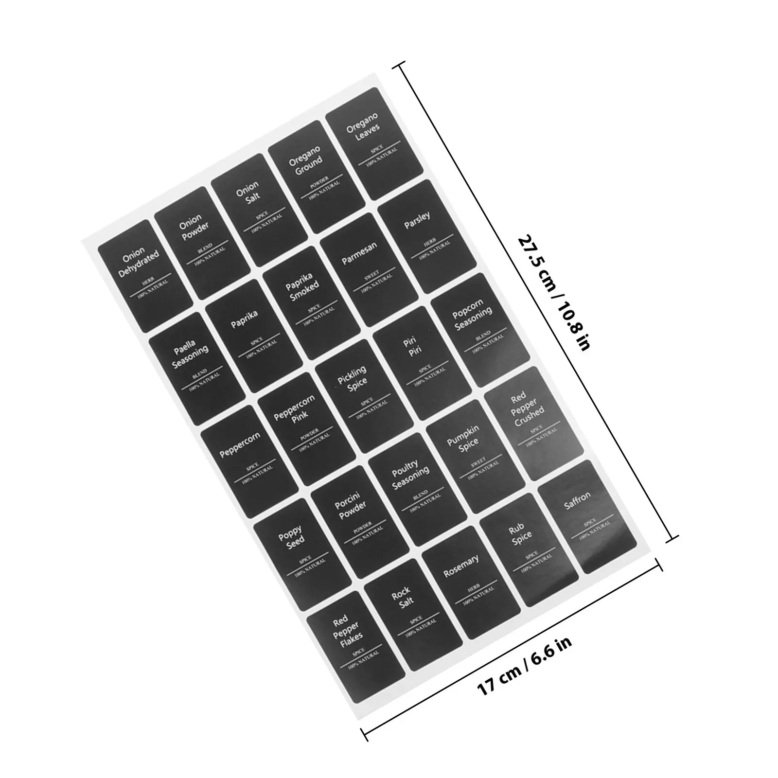 6Sheets Waterproof Oilproof Label Stickers Marking Classification Tool for Spice Bottle Jar Seasoning Labels Label Sticker