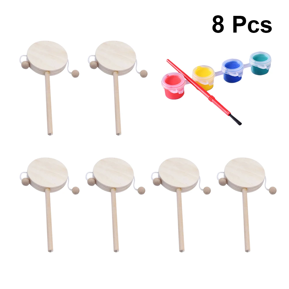 ชุดกลองไม้ DIY 1 ชุด เป็นมิตรกับสิ่งแวดล้อม ปลอดภัย ของขวัญดนตรีสำหรับเด็ก  งานไม้ยังไม่เสร็จ ระบายสีได้ เครื่องดนตรีเขย่า ฝึกการเรียนรู้