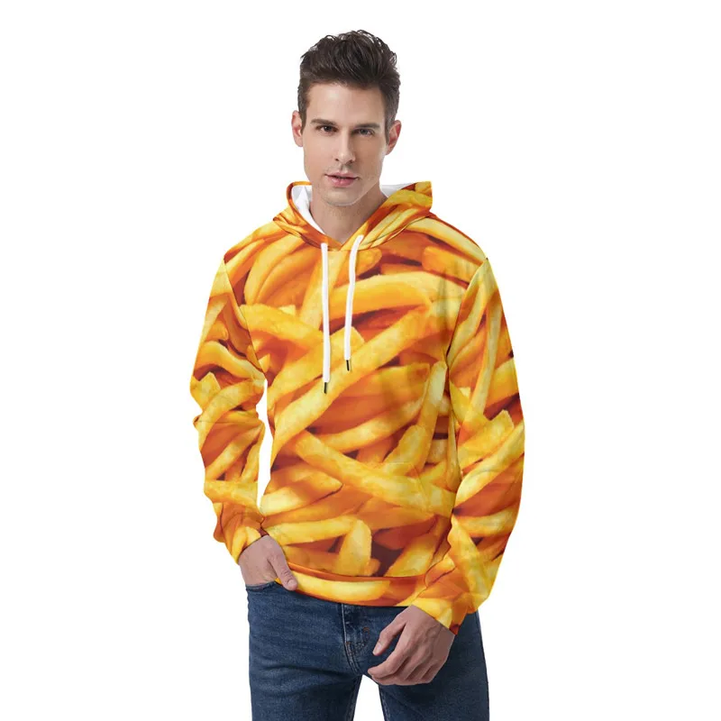 Y2K Hooded Hoodie Men Casual Funny French Fries Graphic Mens Clothes 2024 Autumn New in Hoodies & Sweatshirts for Men Tracksuit