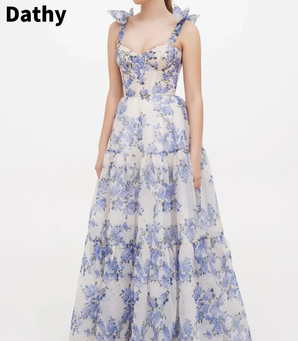 Dathy Printed Prom Dress A-line Fluffy Dress Women\'s Flower Dress Wedding Dress Vestidos Prom 2023 Largos Luxury Prom Dresses