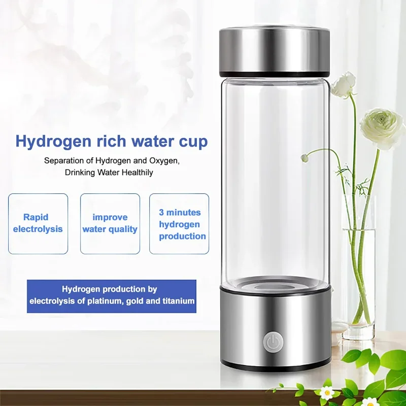 TQ-08 Portable Hydrogen Water Mug USB Rechargeable Hydrogen Generator, Health & Wellness Gift 420ml Water Filter