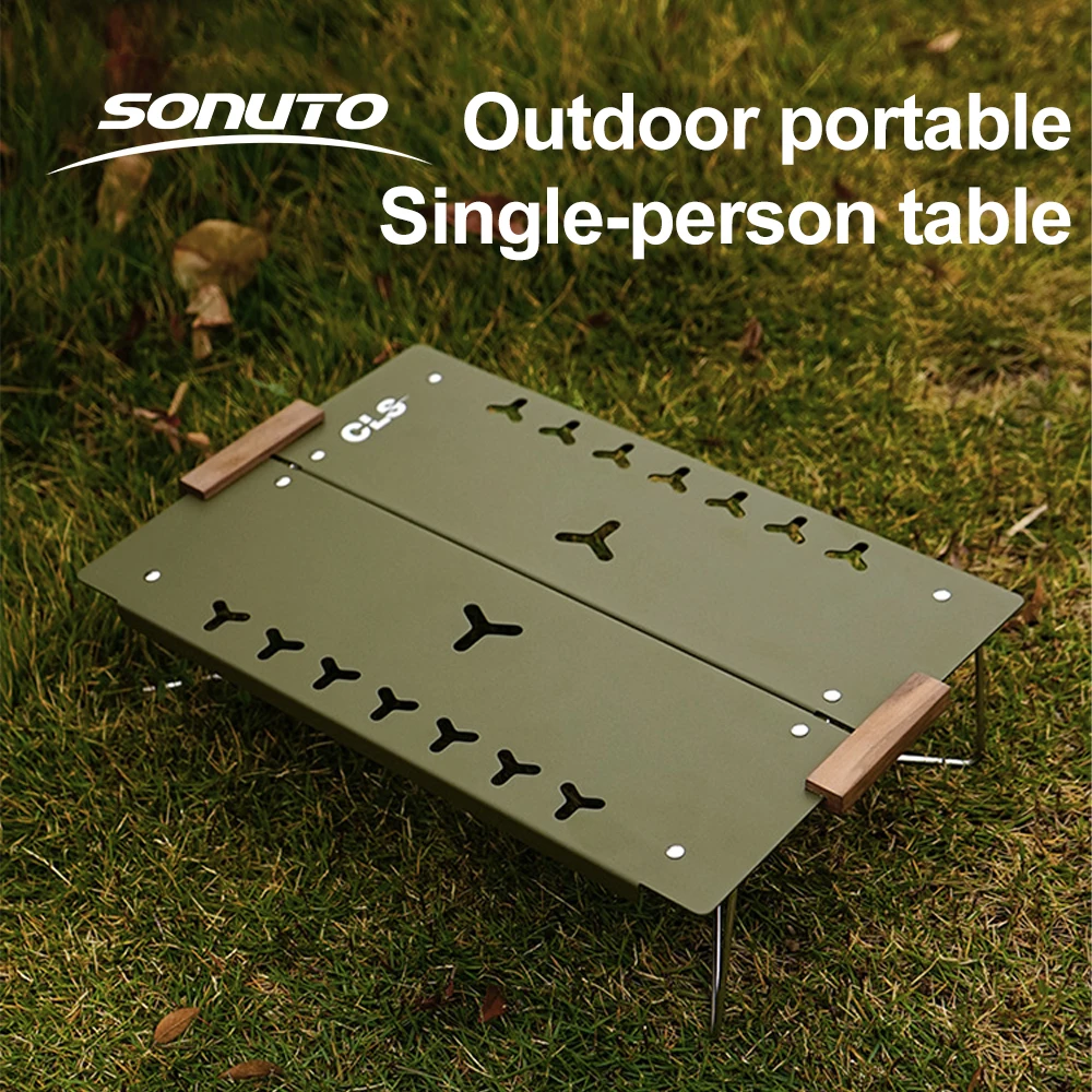 Sonuto Mehrzweck-Aluminium-Klapptisch, tragbar, leicht, für Camping, Auto, Wandern, Mini-Schreibtisch im Freien, Picknick, Angeln, Solo-Reisen
