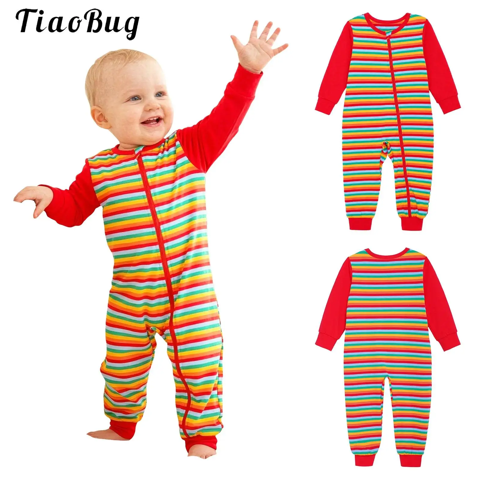 Special Needs Adaptive Clothing for Baby Boys Girls Long Sleeve Anti-Strip Front Zipper Striped Jumpsuit Cotton Romper Sleepwear