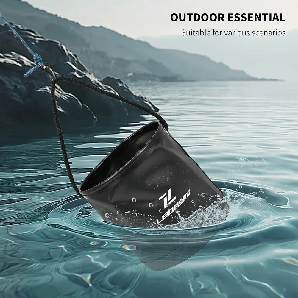 

4.5L Fishing Bucket EVA Round Water Tank Live Fish Protection Collapsible Container Gear With Drawstring Portable Fishing Bucket