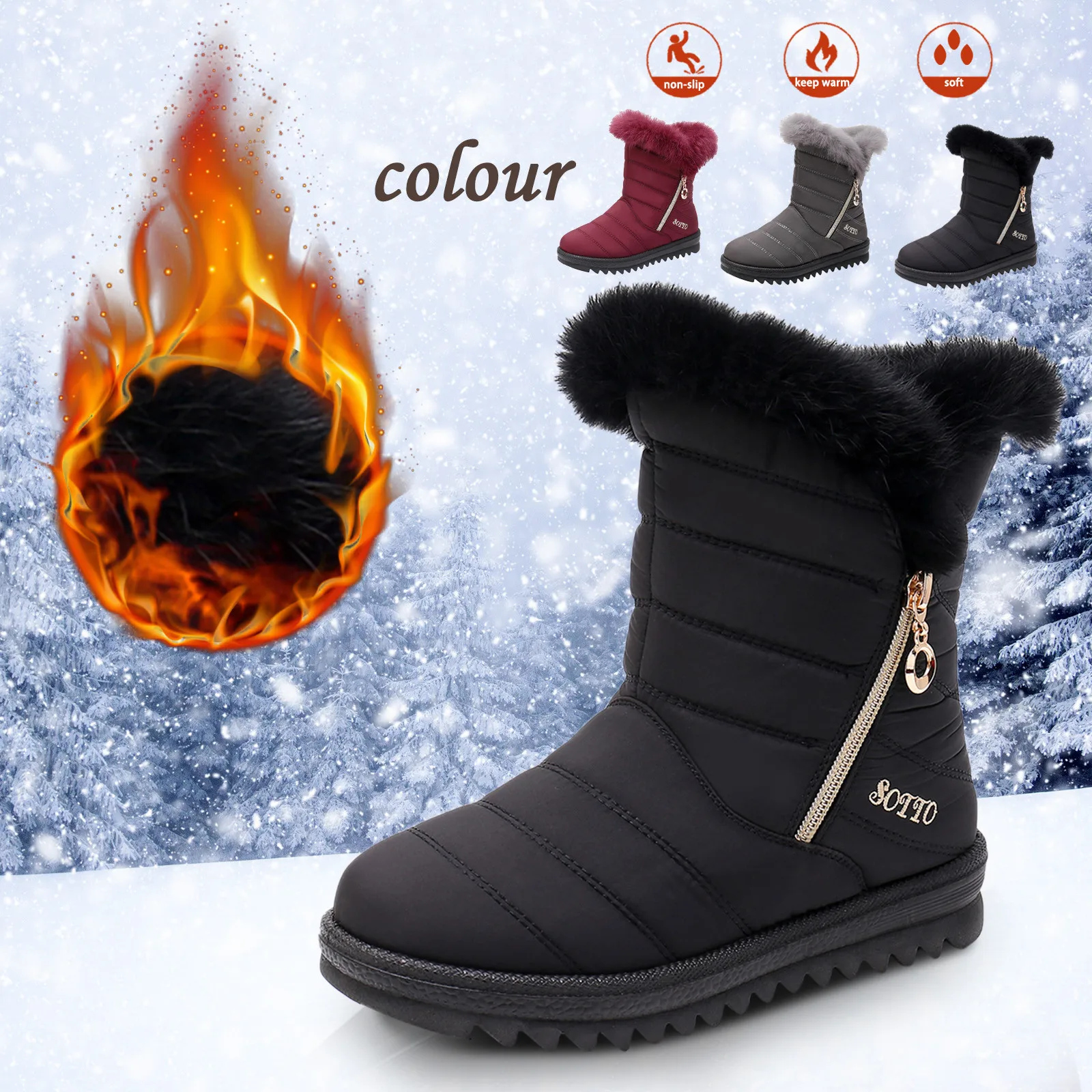 

Women Boots Korean Style Women Boots For Winter 2024 Snow Boots Ankle Winter Shoes Women Fur Botas Mujer Low Heels Short Boot