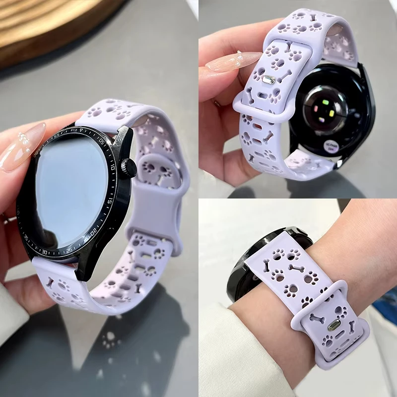 20/22mm Hollow-out Dog Paw Strap for samsung galaxy 7/FE/6 Correa Huawei Watch GT 6/5/4 46mm Redmi 5 active/lite Amazfit bip 6 5