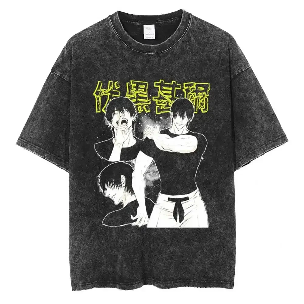 Jujutsu Kaisen Anime giapponese Fushiguro Divine Dogs T-shirt da uomo in puro cotone di alta qualità per il tempo libero Sport Harajuku Y2K Estate