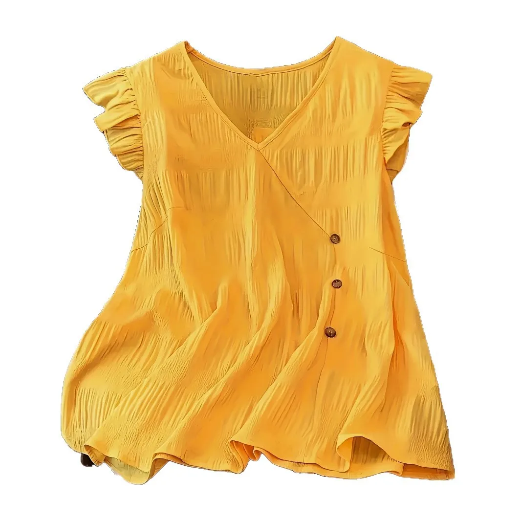 Femmes col en V chemises sans manches translucide femmes hauts à la mode été élégant couleur chemises femmes décontracté bureau chemises pour les femmes