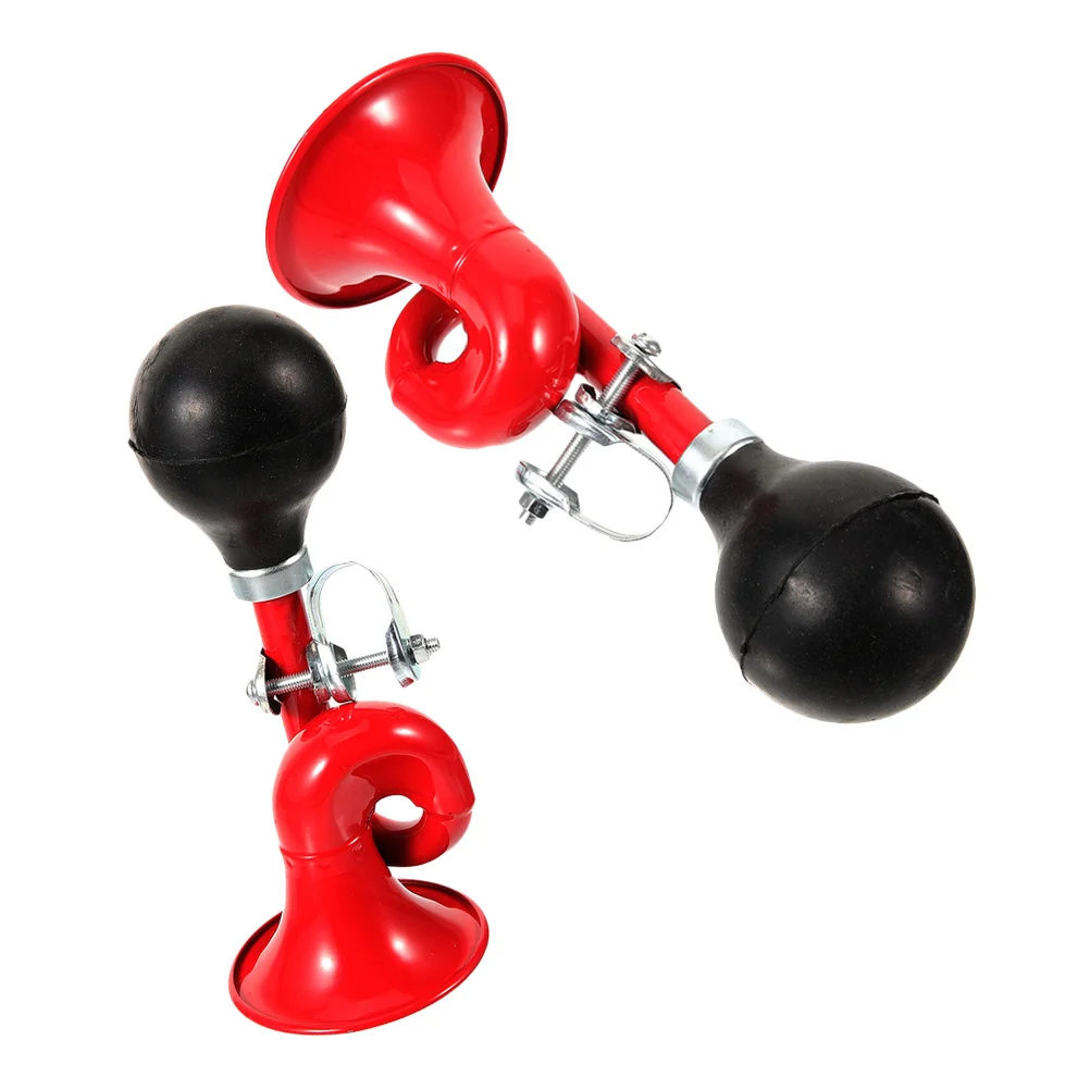 

2Pcs Bicycle Horn Bell Crisp Loud Sound for Mountain Road Bike Aluminum Alloy Manual Squeeze Horn Safety Cycling Ringer