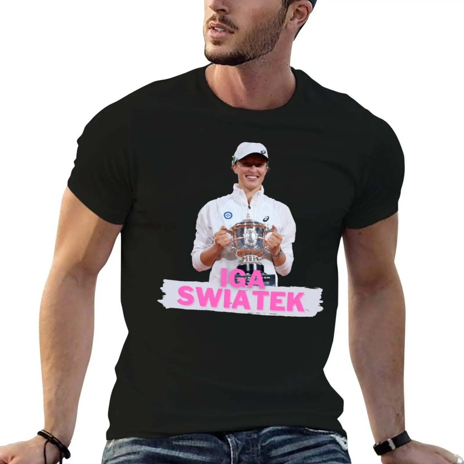 Iga swiatek with a new grand slam title T-Shirt man t shirts high quality luxury brand anime t shirts for man T-Shirt