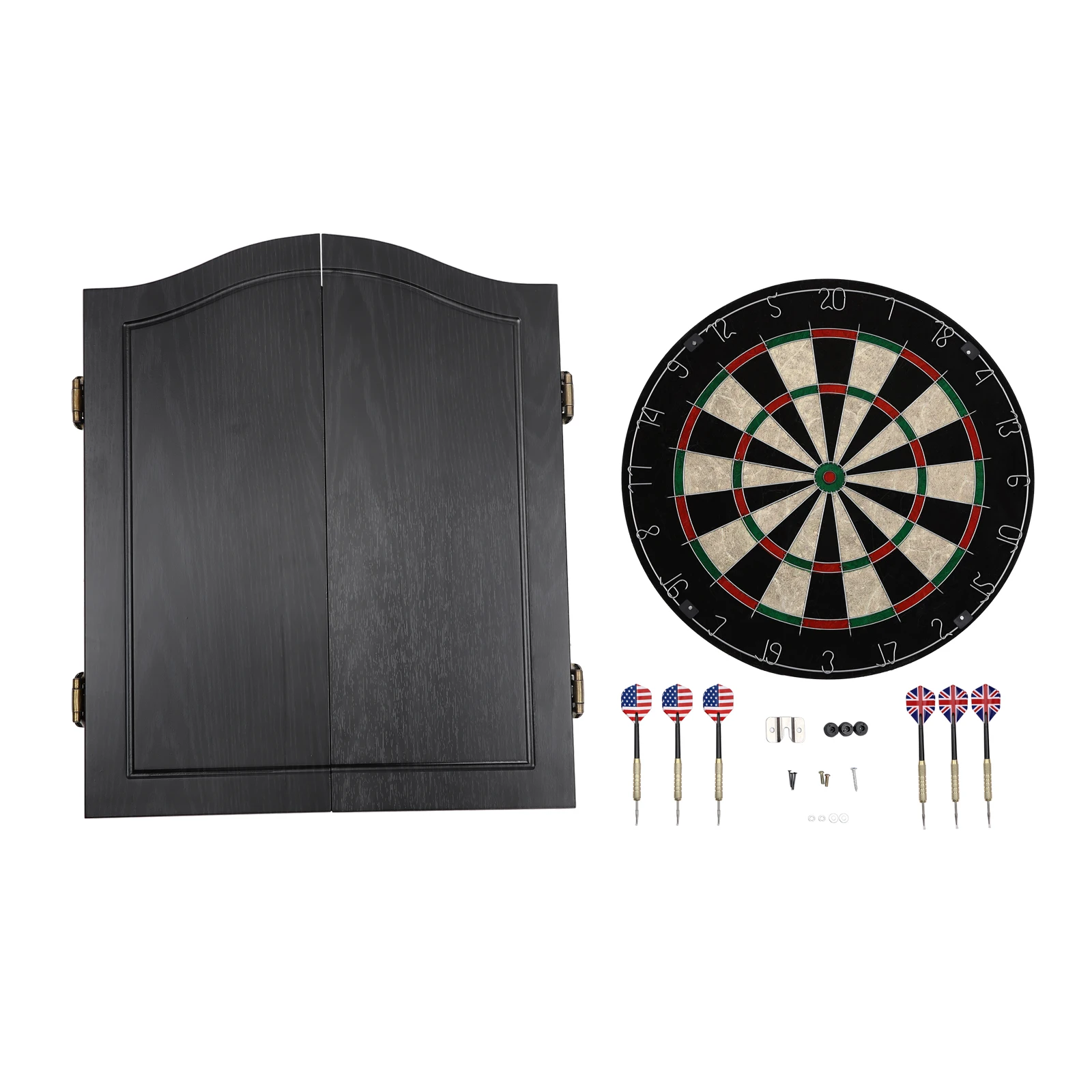 Wall-mounted Unisex-adult Black Modern Wooden Dartboard Cabinet Dart Boards Set